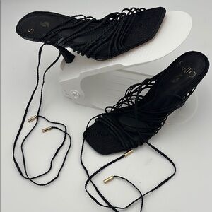 SARTO By Franco Sarto Black Lace-Up Heels‎